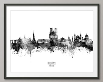 Reims Skyline, Reims France Cityscape Art Print Poster (23461)