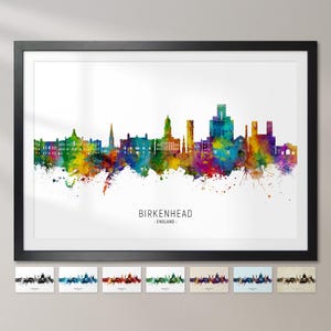 Birkenhead Skyline England, Cityscape Painting Art Print Poster CX (28075)