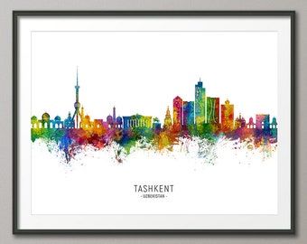 Tashkent Skyline Uzbekistan, Cityscape Painting Art Print Poster CX (29067)