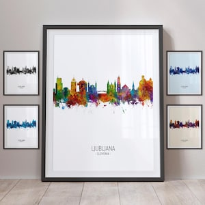 Ljubljana Skyline, Ljubljana Slovenia Cityscape Art Print Poster Portrait PX (5142)