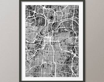 Kansas City Map, Kansas City Missouri City Map, Art Print (2955)