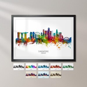 Singapur Skyline, Stadtbild Kunstdruck Poster KX (6522)