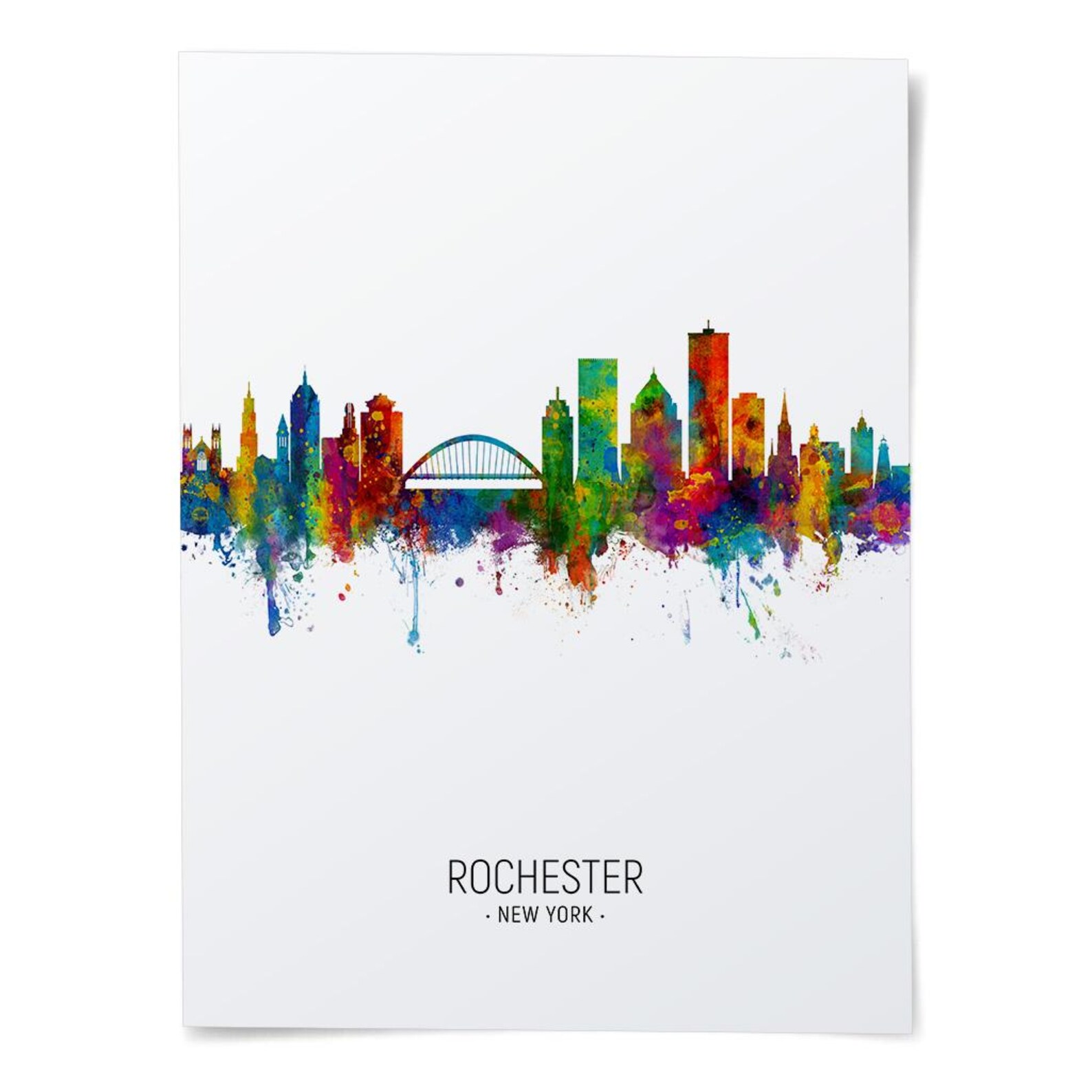 Rochester Skyline, New York Cityscape Art Print Poster Portrait - PX ...