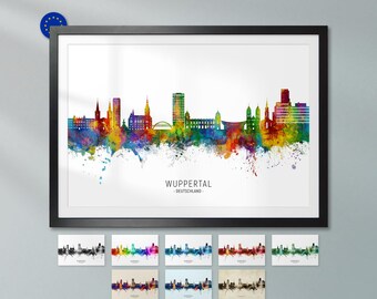 Wuppertal Skyline Deutschland, Poster Print Cityscape Art ZX (26582)