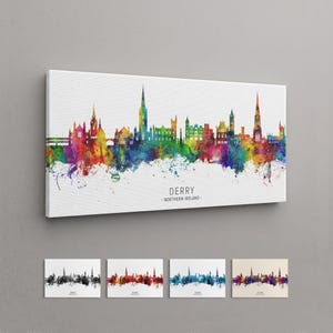 Derry Skyline Northern Ireland, Box Canvas Art Print (24243)
