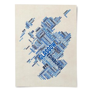 The image is a collage of various words and phrases related to the city of Edinburgh, Scotland, arranged in a visually striking and creative manner.