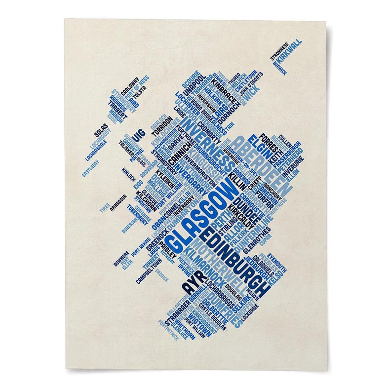 The image is a collage of various words and phrases related to the city of Edinburgh, Scotland, arranged in a visually striking and creative manner.