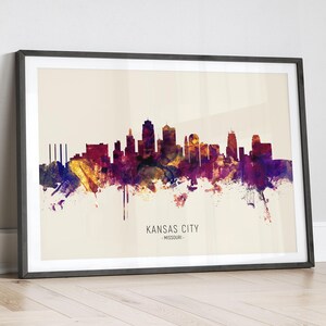 Kansas City Skyline Missouri, Stadtansicht Malerei Kunstdruck Poster LX (15083)