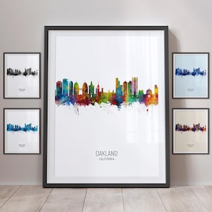 Oakland Skyline, Oakland California Cityscape Art Print Poster Portrait PX (10750)