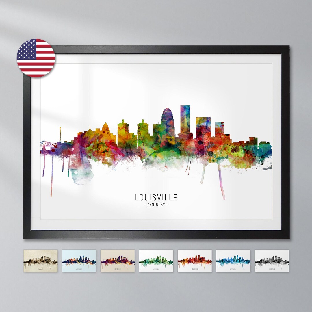 絵画 destination Louisville Skyline Kentucky, Cityscape Painting Art Print Poster