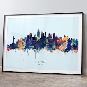Skyline de New York New York, impression d'art peinture paysage urbain Poster HX (12051)