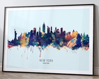 Horizonte de Nueva York, paisaje urbano de Nueva York, póster artístico impreso HX (12051)