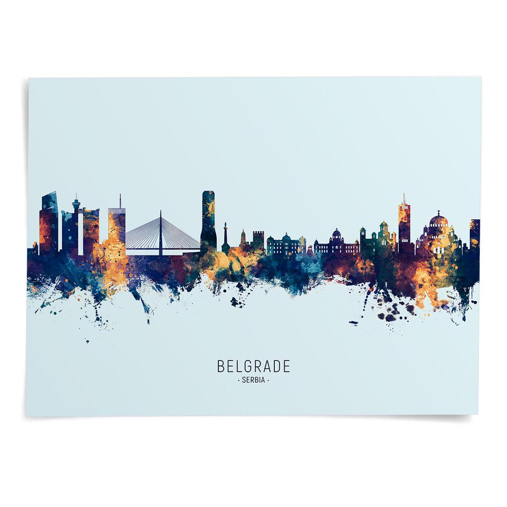 Belgrade Skyline, Serbia - Cityscape Painting Art Print Poster CX