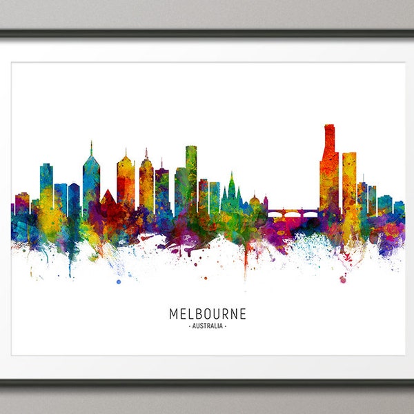 Melbourne Skyline Australia, Cityscape Painting Art Print Poster CX (6512)