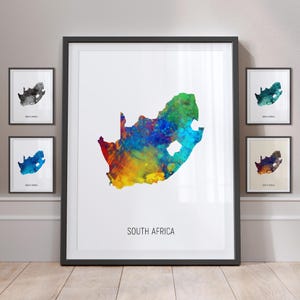 Póster con impresión artística de acuarela con mapa de Sudáfrica MX (10939)