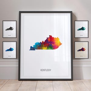 Kentucky Karte, US Bundesstaat Aquarell Malerei Kunstdruck Poster MX (30983)