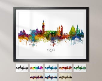 Venice Skyline Italy, Cityscape Art Print Poster KX (6527)