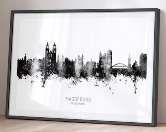 Magdeburg Skyline, Deutschland - Cityscape Painting Art Print Poster BX (16452)