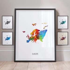 Mappa dell'Europa, stampa artistica con acquerello Poster MX (10979)