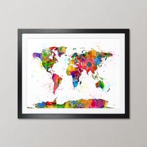 Aquarell-Weltkarte, Kunstdruck-Poster WM (1151)