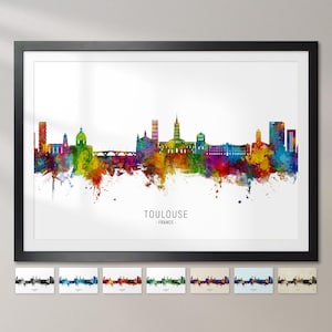 Toulouse Skyline Frankreich, Stadtansicht Gemälde Kunstdruck Poster CX (16758)