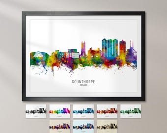 Scunthorpe Skyline England, Cityscape Art Print Poster KX (27891)