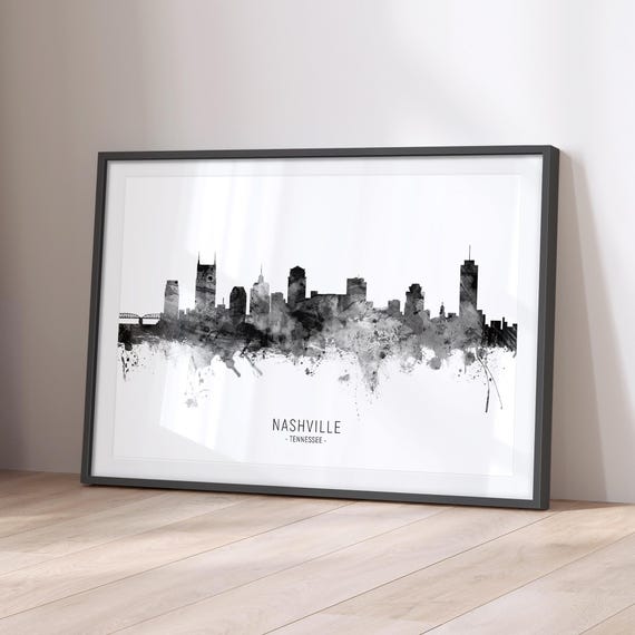 Nashville Skyline TN, Cityscape Painting Art Print Poster YZ (11512)