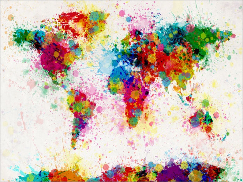 Paint Splashes Map of the World Map, Canvas Art Print 168 image 2