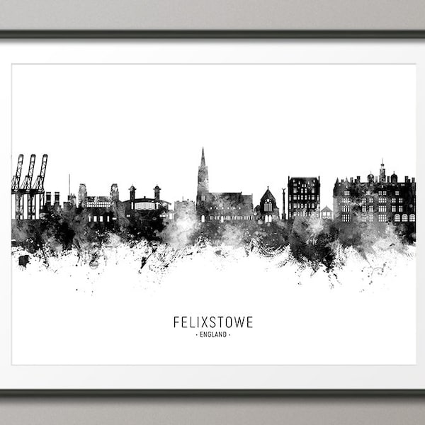 Felixstowe Skyline, Felixstowe England Cityscape Art Print Poster (30410)