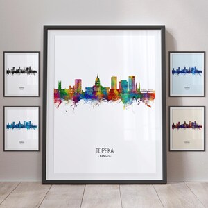 Topeka Skyline, Topeka Kansas Cityscape Art Print Poster Portrait PX (26462)
