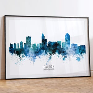 Raleigh Cityscape North Carolina, Skyline Wall Art Poster Print RX (20658)