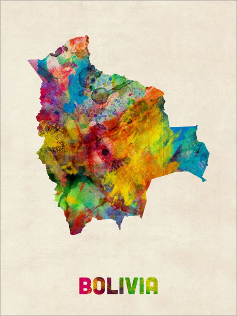 Bolivia Watercolor Map, Art Print 1328 image 3