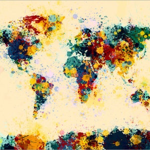 Paint Splashes Map of the World Map, Art Print 118 image 2