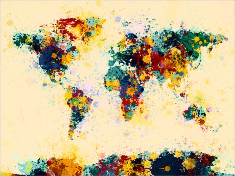 Paint Splashes Map of the World Map, Art Print 118 image 2