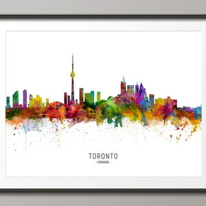 Toronto Skyline Canada Cityscape With City Name Painting Art Etsy