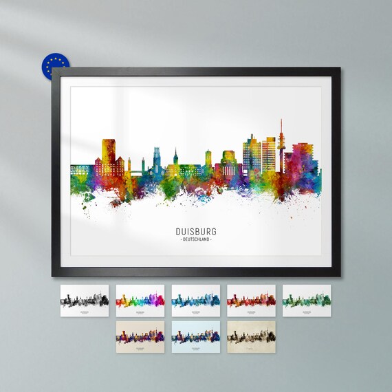 Duisburg Skyline Deutschland, Poster Print Cityscape Art ZX (25426