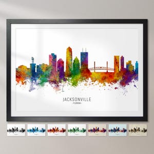 Jacksonville Skyline Florida, stadsgezicht schilderij Art Print poster CX (6693)