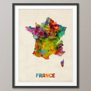 France Watercolor Map, Art Print (474)
