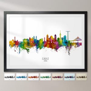 Cádiz Skyline Spain, Cityscape Painting Art Print Poster CX (16281)