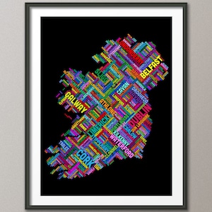 Tekstkaart Ierland Ierland stad, kunstafdruk (315)