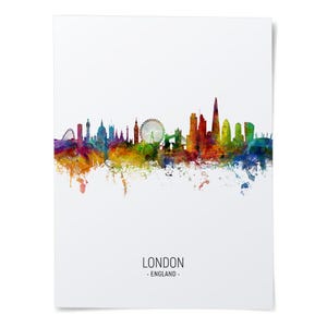 london england skyline in watercolor on a white background