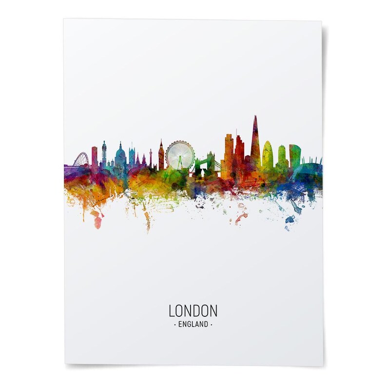 london england skyline in watercolor on a white background