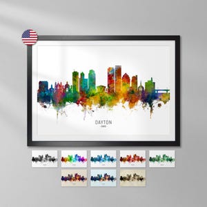 Póster con la silueta de Dayton, Ohio, pintura de paisaje urbano - YX (6689)