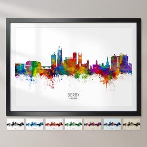 Póster con impresión artística de Derby Skyline England, paisaje urbano, CX (8879)