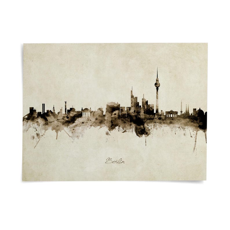 the skyline of Berlin, featuring the spire of the Berliner Fernsehturm, a prominent landmark in the city.