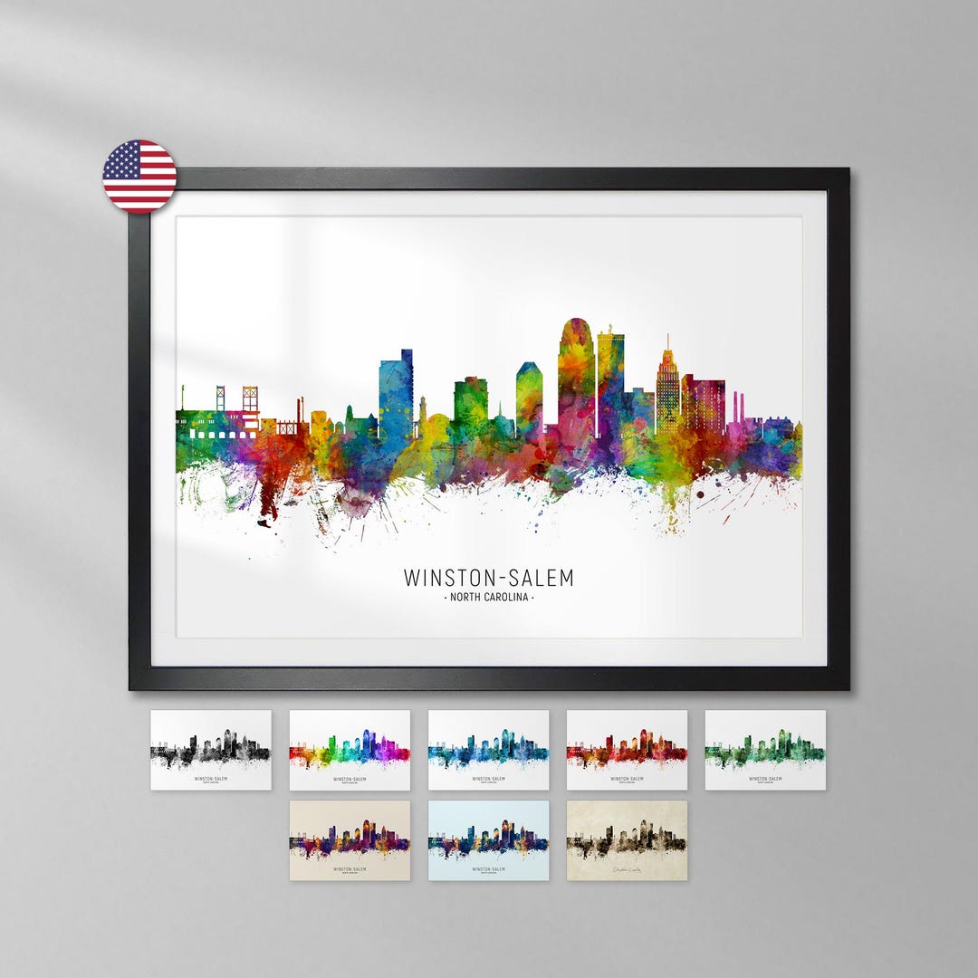 Winston-salem Skyline North Carolina, Cityscape Art Print Poster