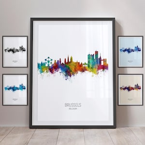 Skyline van Brussel, Brussel België stadsgezicht Art Print poster portret PX (5084)