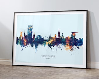 Cheltenham Skyline England, Cityscape Art Print Poster HX (12086)