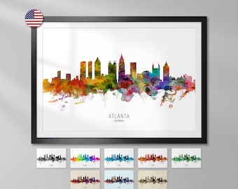 Atlanta Skyline Georgia, Cityscape Art Print Poster YX (6578)