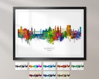 Budapest Skyline Hungary, Cityscape Art Print Poster KX (6677)